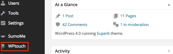 WPtouch-in-menu